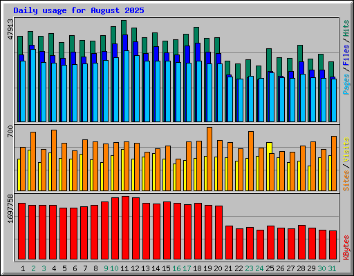 Daily usage for August 2025